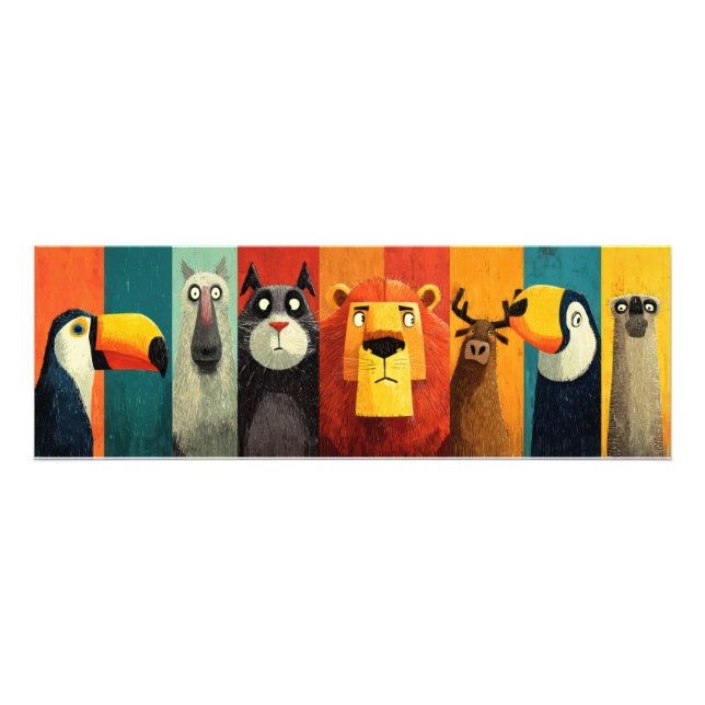 Impression Photo Affiche d'animaux amis de la jungle colorée (Devant)