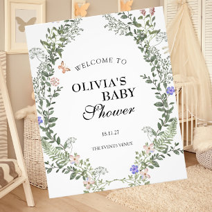 Impression Photo Affiche de Baby Shower Douce Verte Bohème Mixte