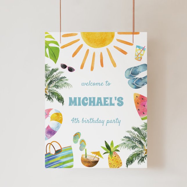 Impression Photo Affiche de bienvenue de la fête de la piscine d'ét (Créateur téléchargé)