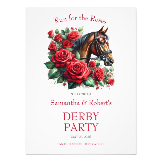 Impression Photo Affiche de bienvenue du Race Horse Derby Party (Devant)
