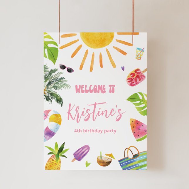 Impression Photo Affiche de bienvenue Fun Pool Party (Créateur téléchargé)