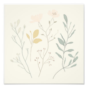 Impression Photo Affiche de botanique douce – Florale pastel minima