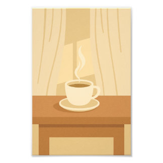 Impression Photo Affiche de café chaud du matin – Art minimaliste e