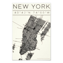 Affiche de carte de New York – Art de rue minimali