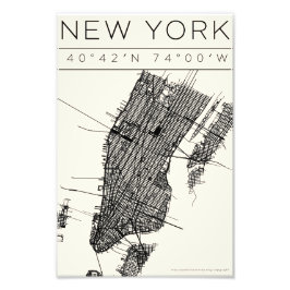 Impression Photo Affiche de carte de New York – Art de rue minimali
