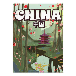Impression Photo affiche de dessin animé des jardins d'eau de Chine