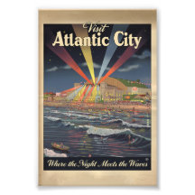 Affiche de la promenade nocturne d'Atlantic City
