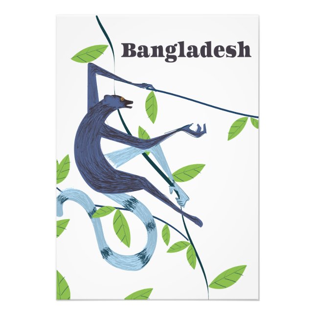 Impression Photo Affiche de vacances vintage du Bangladesh Monkey (Devant)