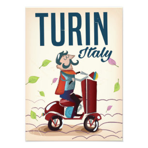 Impression Photo Affiche de voyage de dessin animé vintage Turin It