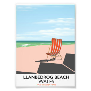 Impression Photo Affiche de voyage de la plage de Llanbedrog au Pay