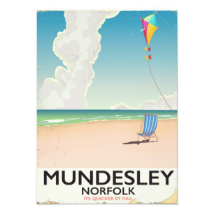 Impression Photo Affiche de voyage de plage de Mundesley Norfolk