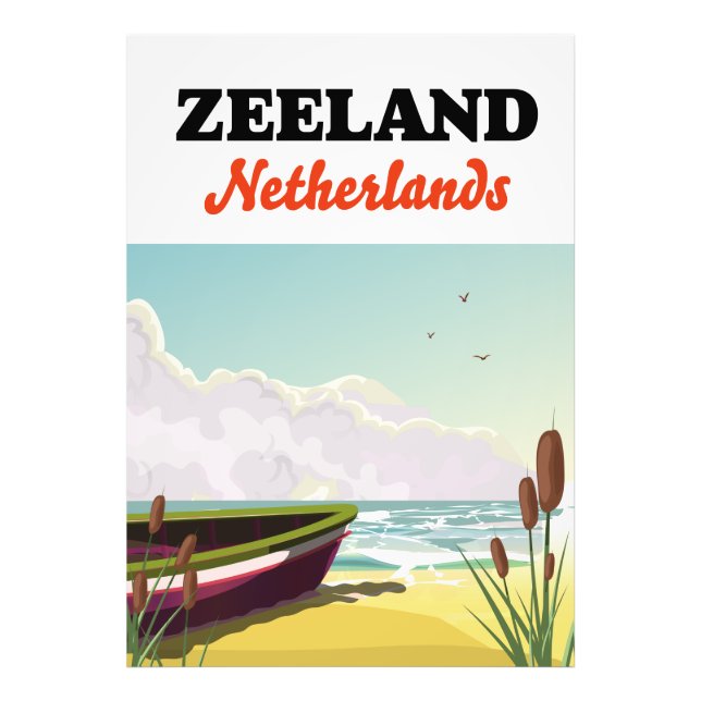 Impression Photo affiche de voyage de plage Zeeland Pays-Bas (Devant)
