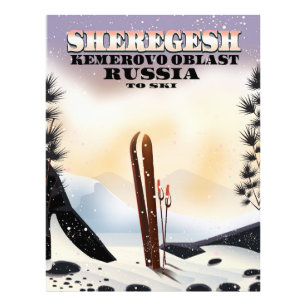 Impression Photo Affiche de voyage de ski Sheregesh Russie.