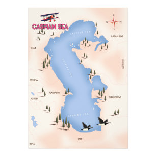 Impression Photo Affiche de voyage de style vintage de la mer Caspi