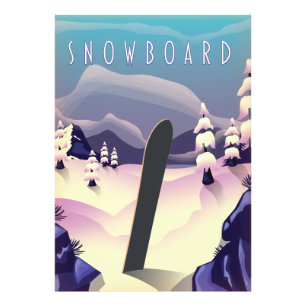 Impression Photo Affiche de voyage de style vintage pour snowboard