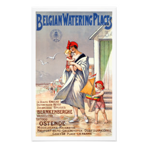 Impression Photo Affiche de voyage des plages de Belgique Vintage