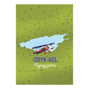 Impression Photo Affiche de voyage du lac Issyk-Koul Kirghizistan.