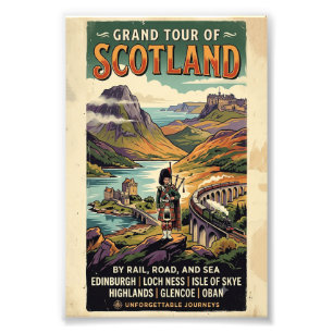 Impression Photo Affiche de voyage rétro Grand Tour d'Écosse