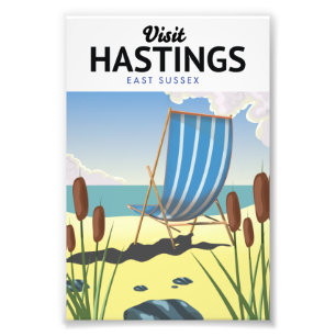 Impression Photo Affiche de voyage sur la plage de Hastings East Su