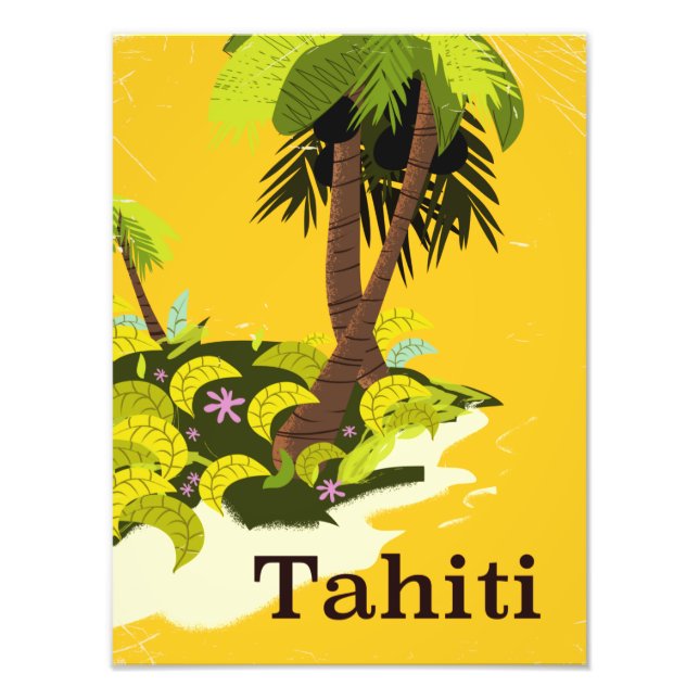 Impression Photo Affiche de voyage Tahiti Retro (Devant)