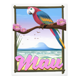 Impression Photo Affiche de voyage tropicale perroquet Maui Hawaï