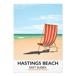 Impression Photo Affiche de voyage vintage de Hastings Beach, East