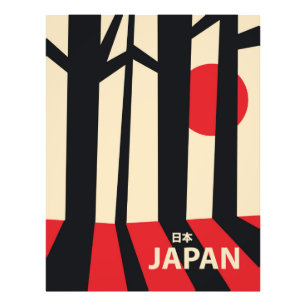 Impression Photo Affiche de voyage vintage de la forêt japonaise.