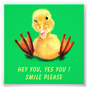 Impression Photo Affiche drôle avec sourire de canard heureux - Tex