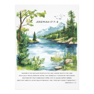 Impression Photo Affiche Jérémie 17:7-8 avec illustration d'arbre