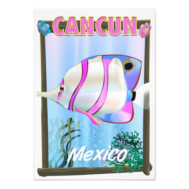 Impression Photo Affiche mexicaine de voyage tropical de Cancun (Devant)