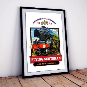 Impression Photo Affiche Rétro de la Locomotive à Vapeur Flying Sco