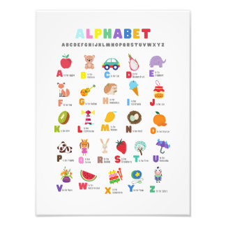 Impression Photo Affiche scolaire de l'alphabet avec images