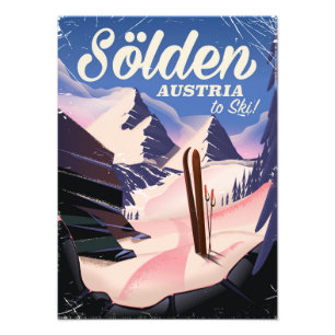 Impression Photo Affiche vintage de ski à Sölden en Autriche