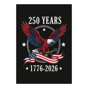 Impression Photo Aigle Et Drapeau 250 Ans 1776-2026 250ème