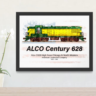 Impression Photo Alco C-628 Diesel Locomotive et drapeau américain