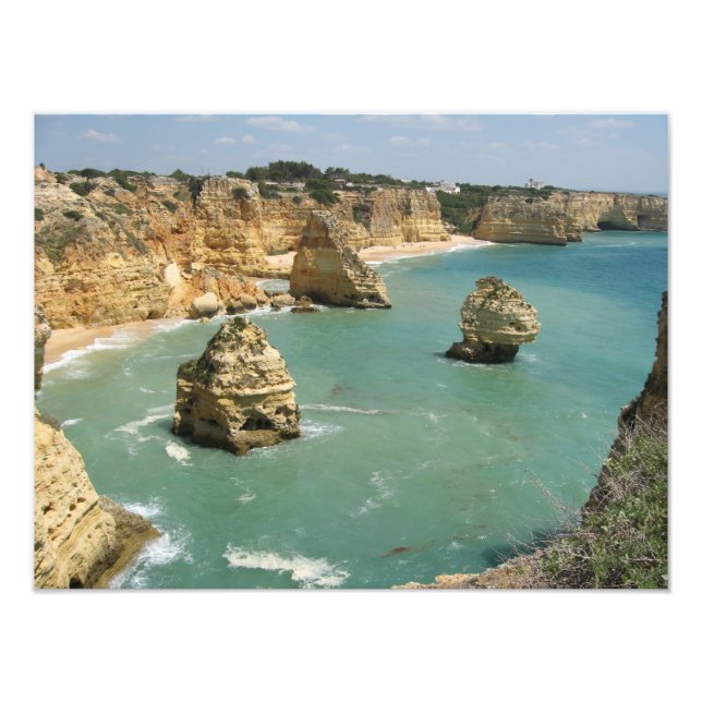Impression Photo Algarve, Portugal, plage de Benagil et falaises (Devant)