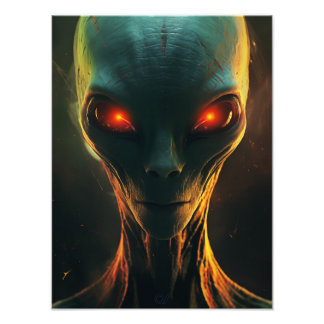 Impression Photo Alien aux Yeux Rouges Brillants