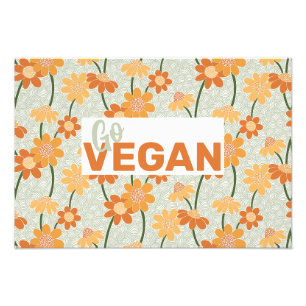 Impression Photo Allez Vegan ! Joli rétro muté fleurs des années 19