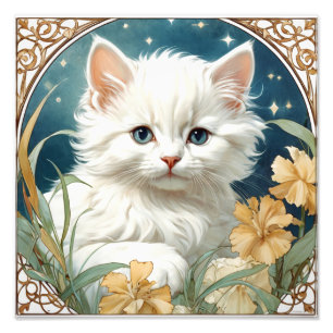 Impression Photo Alphonse Mucha Art Nouveau Kitten