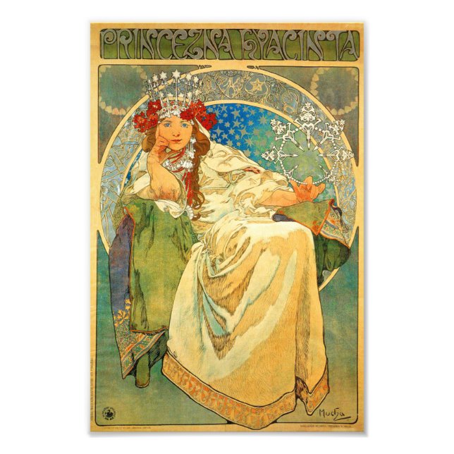Impression Photo Alphonse Mucha Art Nouveau Princesse Hyacinth (Devant)