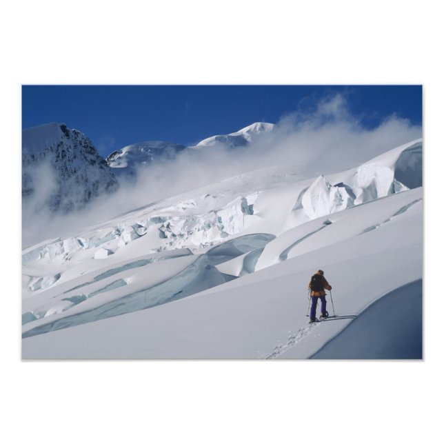 Impression Photo Alpiniste sur le glacier Tasman au Mont (Devant)