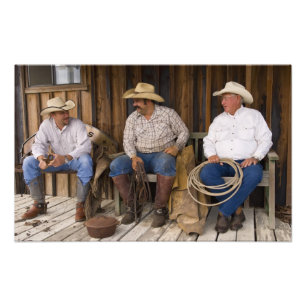 Impression Photo Amérique du Nord, États-Unis. Cowboys se détendant