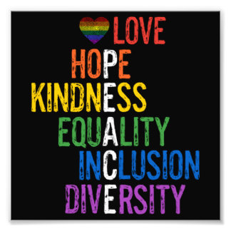 Impression Photo Amour Espoir Bonté Égalité Inclusion Diversité Pe
