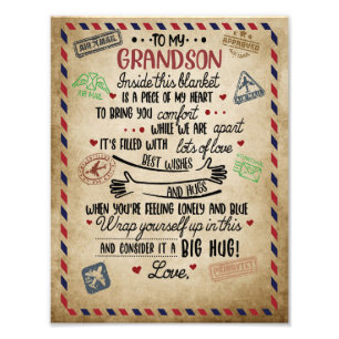 Impression Photo Amour Grandson   Lettre à mon petit-fils de grand-