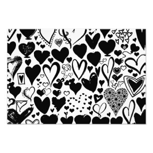 Impression Photo Amour, romance, Coeurs - Blanc noir