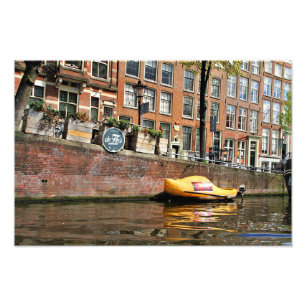 Impression Photo Amsterdam, Canal, Chaussure en bois