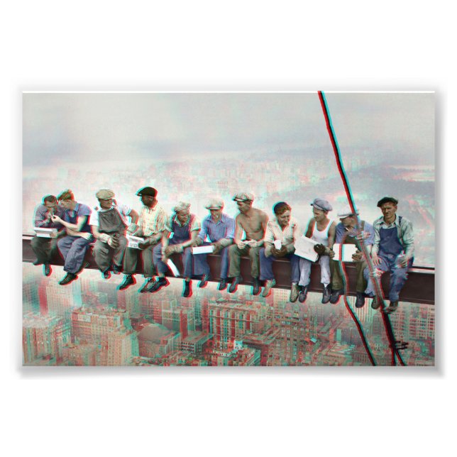 Impression Photo Anaglyph 3D Photo- Lunch atop Skyscraper New York (Devant)