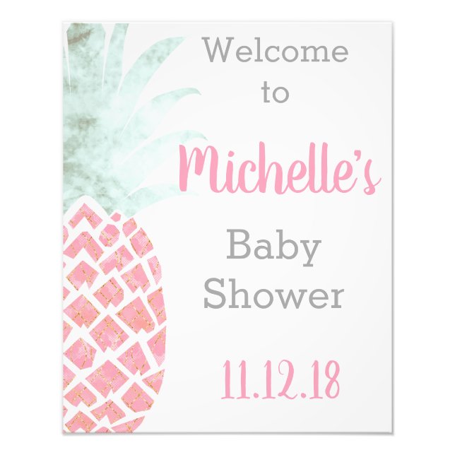 Impression Photo Ananas Baby shower tropical Affiche de bienvenue (Devant)