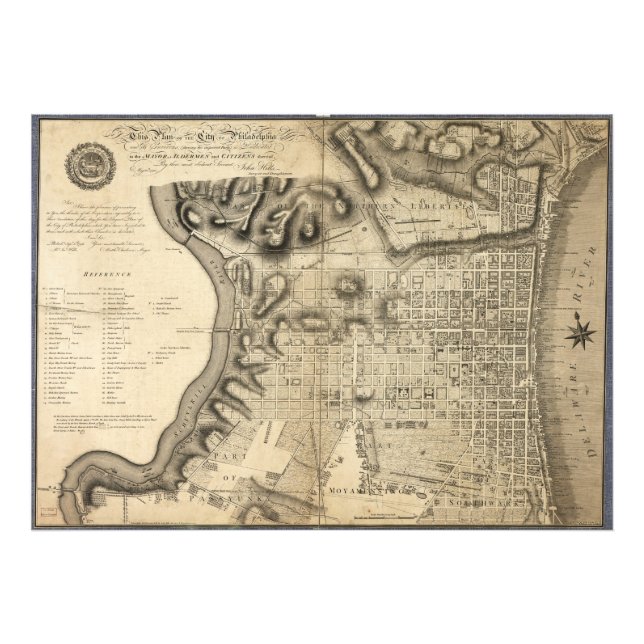 Impression Photo Ancienne carte de Philadelphie Pennsylvanie de 179 (Devant)