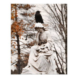 Impression Photo Ange gothique d'automne et corbeau